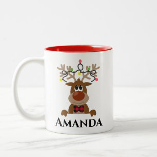 Weihnachtsrinder - Weihnachtslicht Zweifarbige Tasse