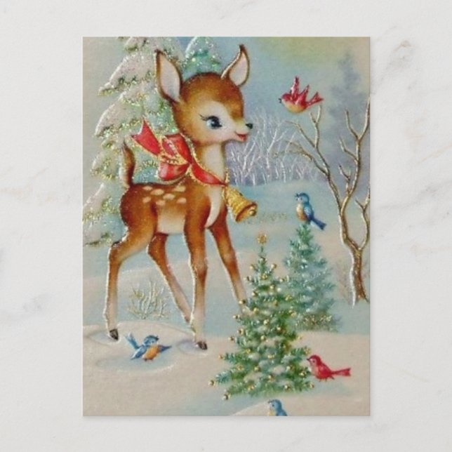 Weihnachtsrinder Weihnachtspostkarte Feiertagspostkarte (Vorderseite)
