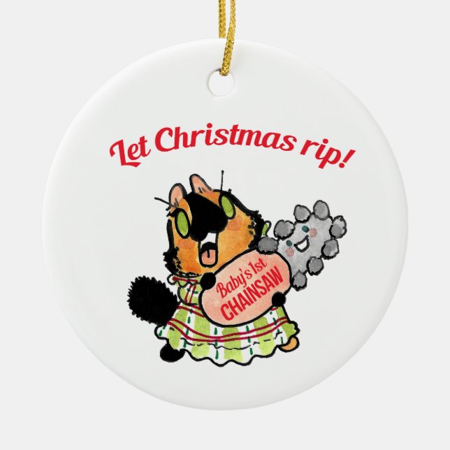 Weihnachtsrippensornament gelassen keramik ornament (Vorne)