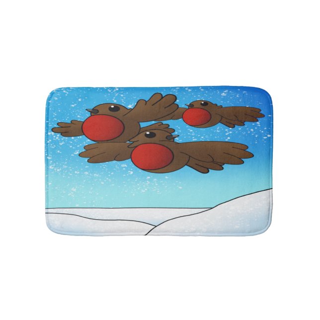 WeihnachtsRobin Birds Badematte (Vorderseite)