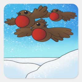 WeihnachtsRobin Birds Quadratischer Aufkleber