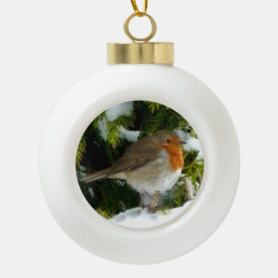 Weihnachtsrobin-Dekoration Keramik Kugel-Ornament