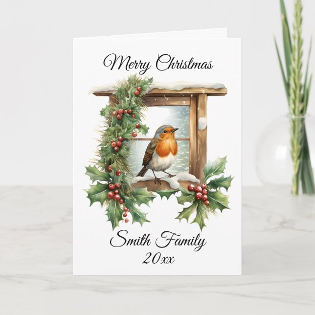 Weihnachtsrobin und Holcard Dankeskarte (Vorderseite)