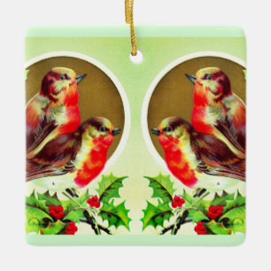 Weihnachtsrobinen und Heilige Keramikornament