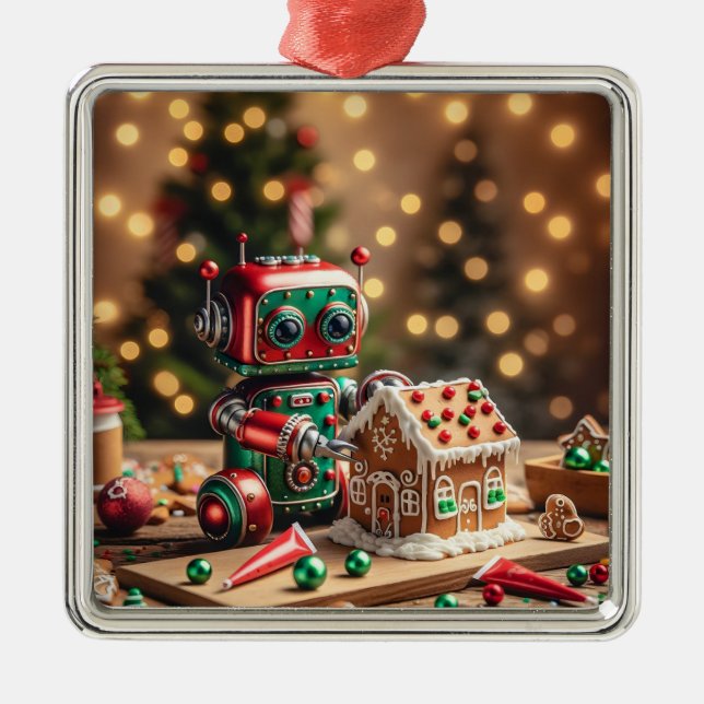 Weihnachtsrobot-Ornament Ornament Aus Metall (Vorne)