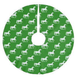 Weihnachtsrock Grün und Weiß Pferd Polyester Weihnachtsbaumdecke
