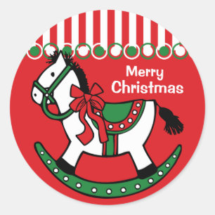 Weihnachtsrockpferd Custom Runder Aufkleber
