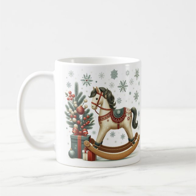 Weihnachtsrockpferd Kaffeetasse (Links)