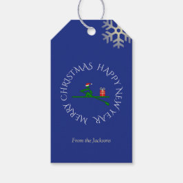Weihnachtsrodel-Sondertext blau Geschenkanhänger
