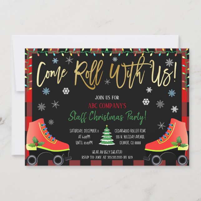 Weihnachtsroller Skaten Party Einladung (Vorderseite)