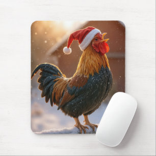 Weihnachtsrooster mit Santa-Hut Mousepad