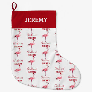 Weihnachtsrosa Flamingo Bird mit Weihnachtsmannmüt Großer Weihnachtsstrumpf