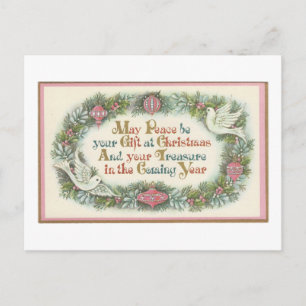 Weihnachtsrosa mit Tauben Feiertagspostkarte