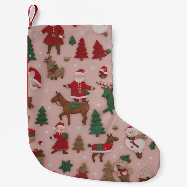 Weihnachtsrosa Muster Kleiner Weihnachtsgebäck Str Kleiner Weihnachtsstrumpf (Vorderseite)