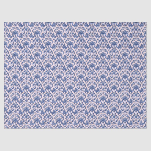 Weihnachtsrosa und Blauer Damast Seidenpapier (Vorderseite)