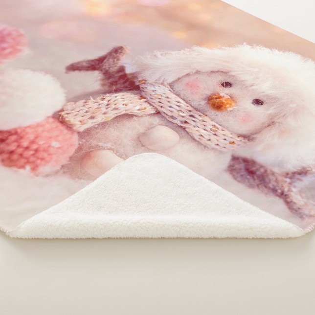 Weihnachtsrosa & Weißer Flusssnowman Sherpadecke (3/4)