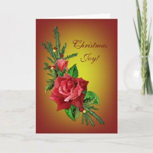 WeihnachtsRosen mit Stechpalme und Fichte Feiertagskarte
