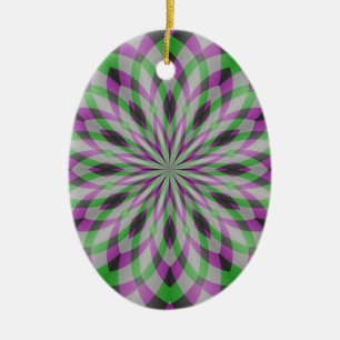 Weihnachtsrosetten in Violett, Grün und Schwarz Keramik Ornament