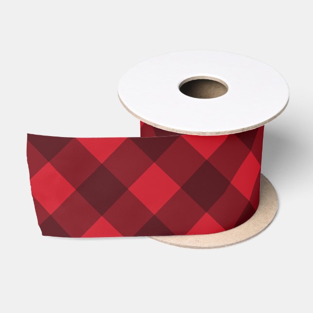 Weihnachtsrot & Black Buffalo Kariert Satinband (Spule)