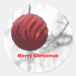 Weihnachtsrot Funkelnd Swirl Ornament Runder Aufkleber