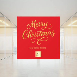 Weihnachtsrot Gold Firmenlogo Fensteraufkleber