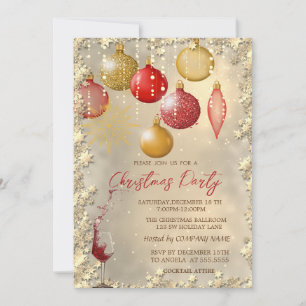 Weihnachtsrot Gold Kugeln Weinglas Unternehmen Par Einladung