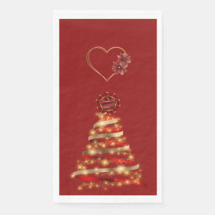 Weihnachtsrot & Gold Moderne Bäume Serviette