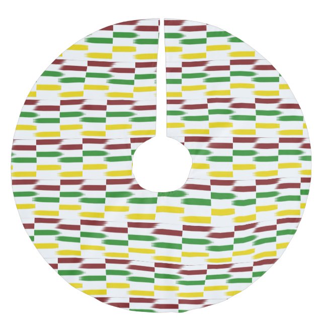 Weihnachtsrot, Grün, Lebendige Goldstreifen auf We Polyester Weihnachtsbaumdecke (Vorderseite)