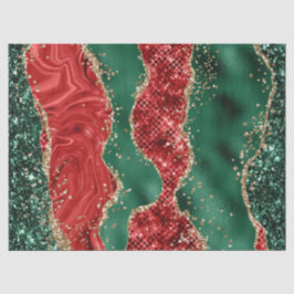 Weihnachtsrot, Grün und Gold Glitzer Agate Seidenpapier