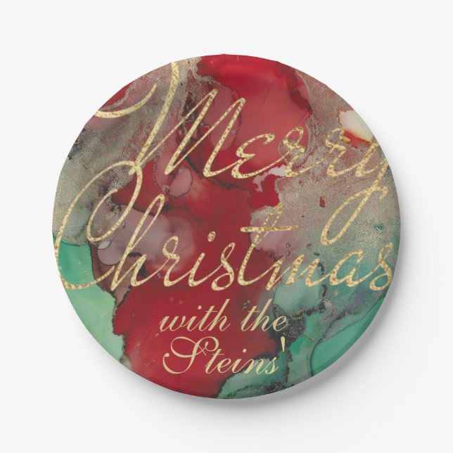 Weihnachtsrot, Grüne Golds Pappteller (Vorderseite)
