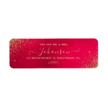 Weihnachtsrot+Imitate Gold Glitzer Rücksendeadress