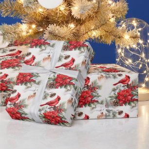 Weihnachtsrot-Kardinal, Poinsettia Geschenkpapier