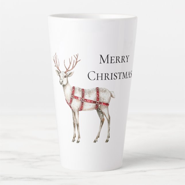 Weihnachtsrot Peppermint Weißes Hirsch Milchtasse (Vorderseite)
