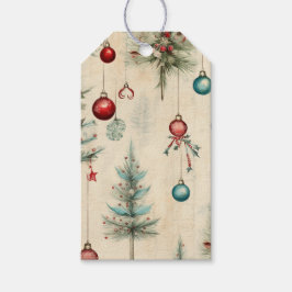 Weihnachtsrot und Aquamariner Weihnachtsbaum Geschenkanhänger