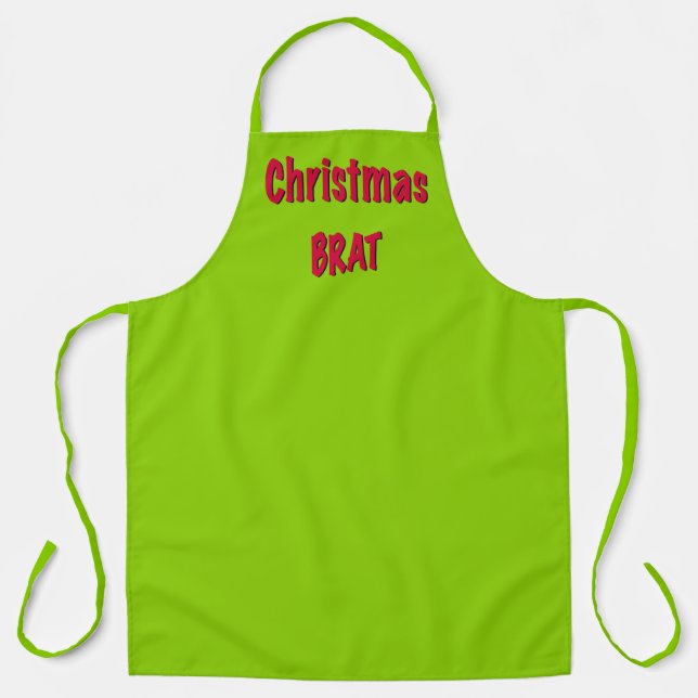 Weihnachtsrot und Brat Green Schürze (Vorderseite)