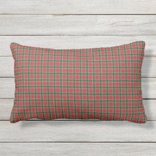 Weihnachtsrot und dunkler grüner Tartan Kissen Für Draußen