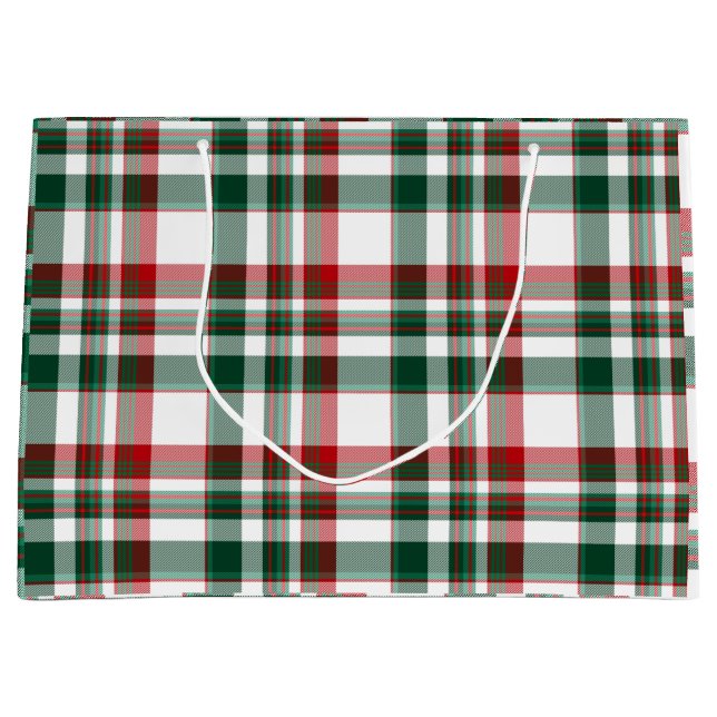 Weihnachtsrot und Grün Kariert Große Geschenktüte (Vorderseite)