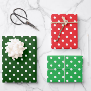 Weihnachtsrot und grüner Polka-Dot Geschenkpapier Set