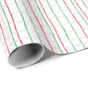 Weihnachtsrot und Grüntöne Streifen Geschenkpapier