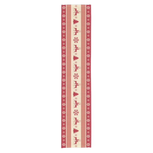 Weihnachtsrot und weiß Tischläufer 14" x 72" (Vorderseite)