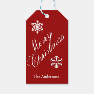 Weihnachtsrot und weiße Schneeflocken - Geschenk T Geschenkanhänger