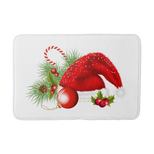Weihnachtsrot-Weihnachtsmannmütze Badematte (Vorderseite)