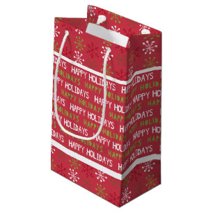 Weihnachtsrot, Weiß und Grüne Schneeflocken Kleine Geschenktüte