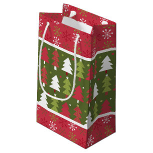 Weihnachtsrot, Weißer und Grüner Baum Kleine Geschenktüte