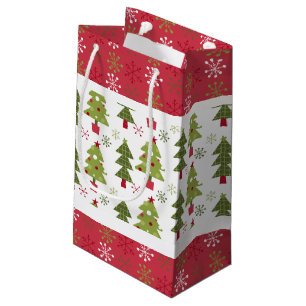 Weihnachtsrot, Weißer und Grüner Baum Kleine Geschenktüte