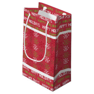 Weihnachtsrot, Weißer und Grüner Schneeflocken Kleine Geschenktüte