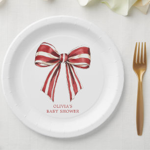 Weihnachtsrot   White Coquette Bow Baby Dusche Pappteller