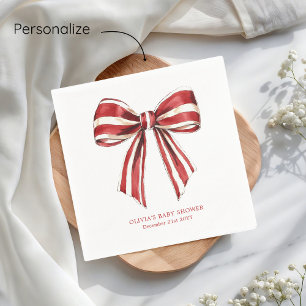 Weihnachtsrot   White Coquette Bow Baby Dusche Serviette