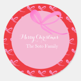 Weihnachtsrote Bögen Stumm Hell Handgezeichnet Runder Aufkleber