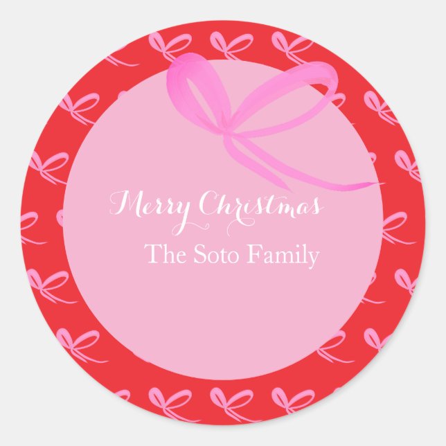 Weihnachtsrote Bögen Stumm Hell Handgezeichnet Runder Aufkleber (Vorderseite)